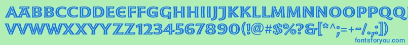 フォントMoonglowSemiboldext – 青い文字は緑の背景です。