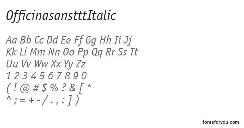 A fonte OfficinasanstttItalic – alfabeto, números, caracteres especiais