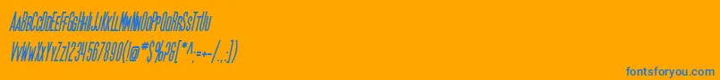 SfMoviePosterCondensedBoldOblique-Schriftart – Blaue Schriften auf orangefarbenem Hintergrund
