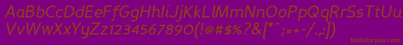 PerspectiveSansItalic-fontti – ruskeat fontit violetilla taustalla