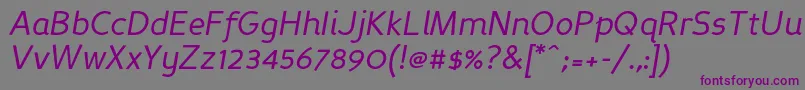 PerspectiveSansItalic Font – Purple Fonts on Gray Background