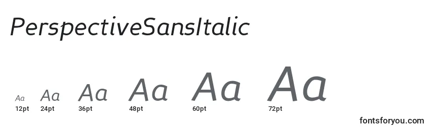 Размеры шрифта PerspectiveSansItalic
