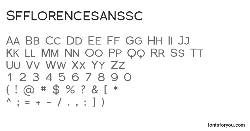 Czcionka Sfflorencesanssc – alfabet, cyfry, specjalne znaki