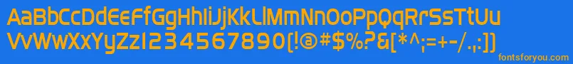 Sffourchecondensed Font – Orange Fonts on Blue Background