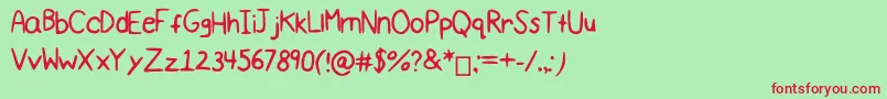 フォントComicsimple3 – 赤い文字の緑の背景