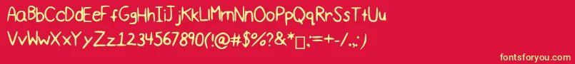 Comicsimple3-Schriftart – Gelbe Schriften auf rotem Hintergrund