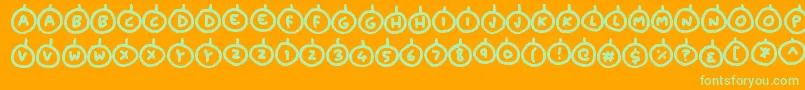 Baubles-Schriftart – Grüne Schriften auf orangefarbenem Hintergrund
