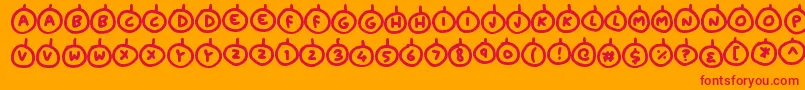 フォントBaubles – オレンジの背景に赤い文字