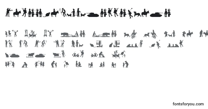Czcionka MixedSilhouettesFive – alfabet, cyfry, specjalne znaki