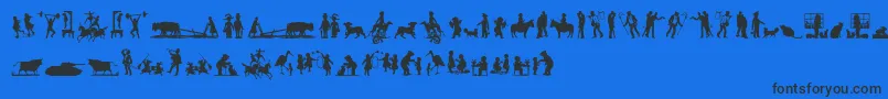 MixedSilhouettesFive Font – Black Fonts on Blue Background