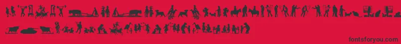 MixedSilhouettesFive Font – Black Fonts on Red Background