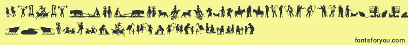 MixedSilhouettesFive Font – Black Fonts on Yellow Background