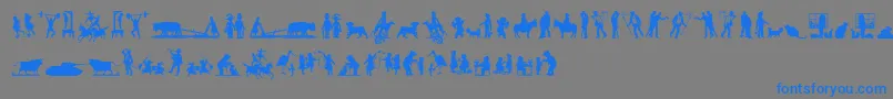 フォントMixedSilhouettesFive – 灰色の背景に青い文字