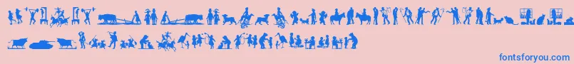 MixedSilhouettesFive Font – Blue Fonts on Pink Background