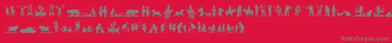 MixedSilhouettesFive Font – Gray Fonts on Red Background