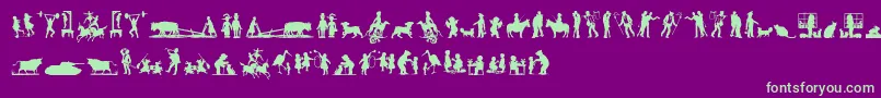MixedSilhouettesFive Font – Green Fonts on Purple Background