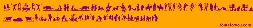 MixedSilhouettesFive Font – Purple Fonts on Orange Background