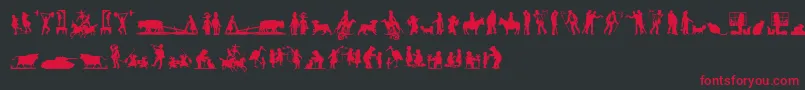 MixedSilhouettesFive Font – Red Fonts on Black Background