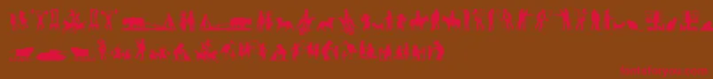 MixedSilhouettesFive Font – Red Fonts on Brown Background