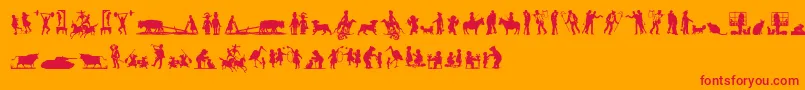 fuente MixedSilhouettesFive – Fuentes Rojas Sobre Fondo Naranja