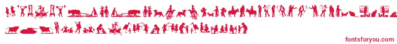 MixedSilhouettesFive Font – Red Fonts on White Background