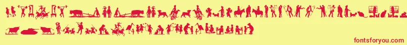 MixedSilhouettesFive Font – Red Fonts on Yellow Background