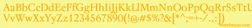 フォントRegentPro – オレンジの文字が黄色の背景にあります。