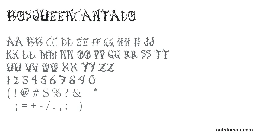 Czcionka BosqueEncantado – alfabet, cyfry, specjalne znaki