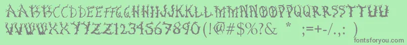 フォントBosqueEncantado – 緑の背景に灰色の文字