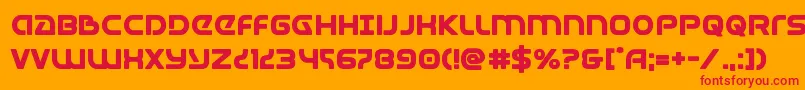 Czcionka Universaljackbold – czerwone czcionki na pomarańczowym tle