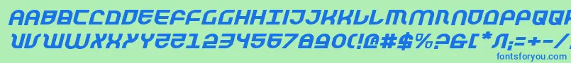 TrekTrooperExpandedItalic Font – Blue Fonts on Green Background