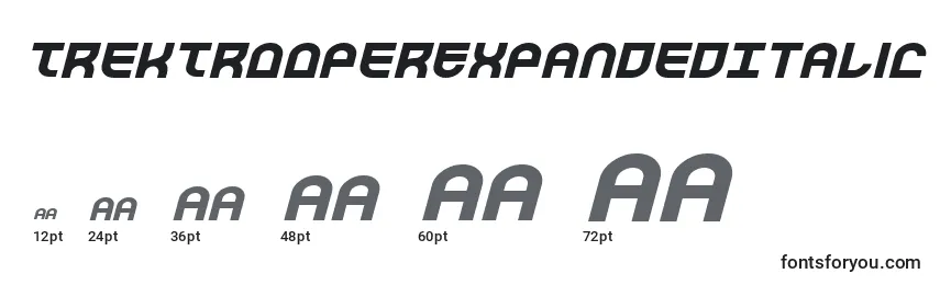 TrekTrooperExpandedItalic Font Sizes