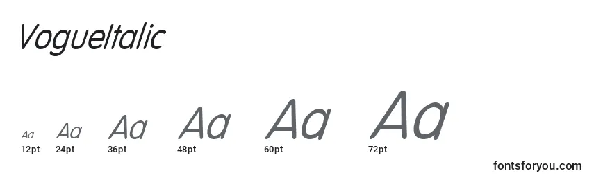 VogueItalic Font Sizes