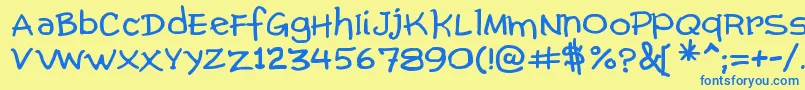 ComicGibi Font – Blue Fonts on Yellow Background