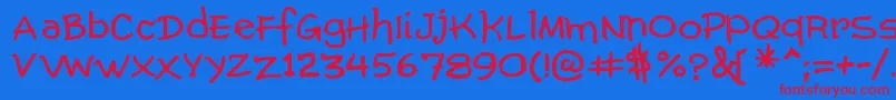 ComicGibi Font – Red Fonts on Blue Background