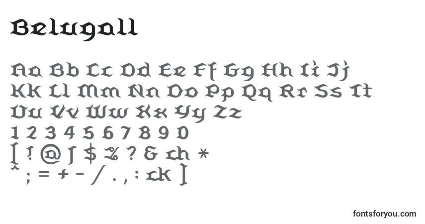 Czcionka Belugall – alfabet, cyfry, specjalne znaki