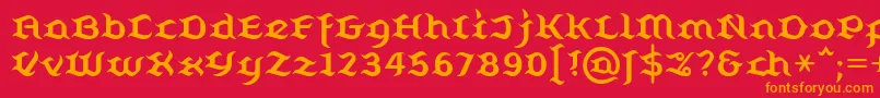 フォントBelugall – 赤い背景にオレンジの文字