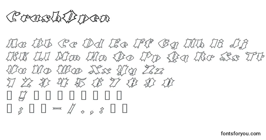 Fuente CrashOpen - alfabeto, números, caracteres especiales