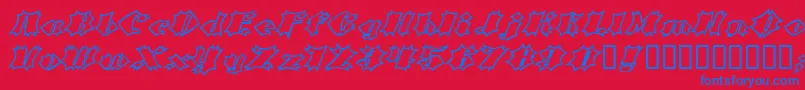 CrashOpen-Schriftart – Blaue Schriften auf rotem Hintergrund