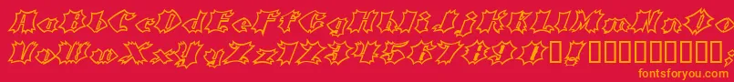 CrashOpen-Schriftart – Orangefarbene Schriften auf rotem Hintergrund