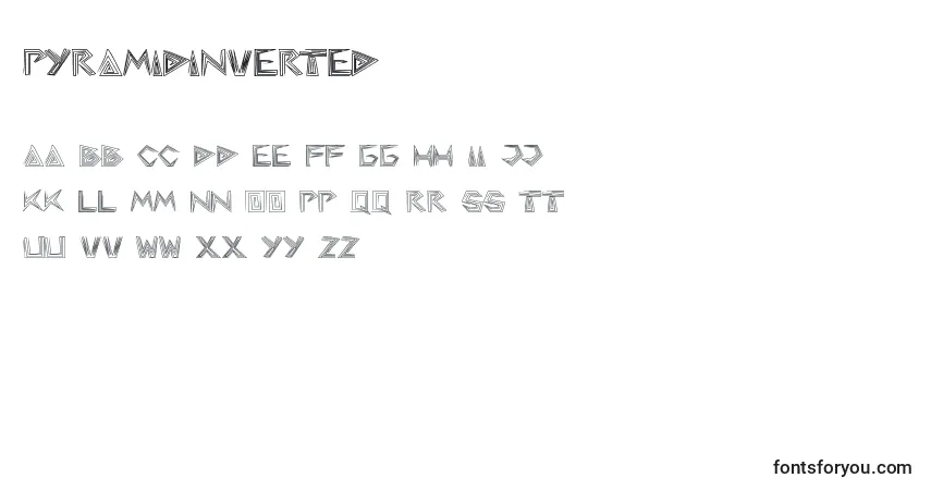Schriftart Pyramidinverted – Alphabet, Zahlen, spezielle Symbole