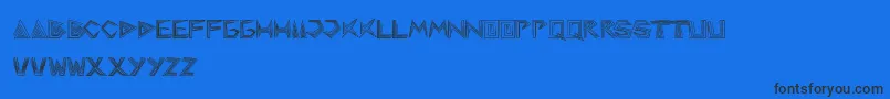 Pyramidinverted-Schriftart – Schwarze Schriften auf blauem Hintergrund