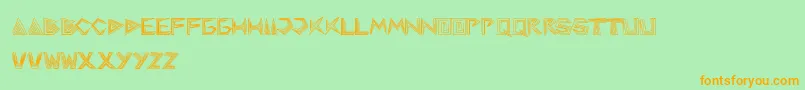 Pyramidinverted-Schriftart – Orangefarbene Schriften auf grünem Hintergrund