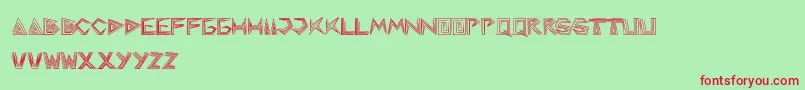 Pyramidinverted-Schriftart – Rote Schriften auf grünem Hintergrund