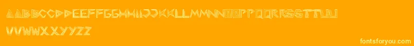 Pyramidinverted-Schriftart – Gelbe Schriften auf orangefarbenem Hintergrund