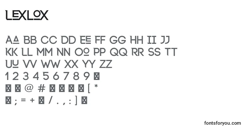 A fonte Lexlox – alfabeto, números, caracteres especiais