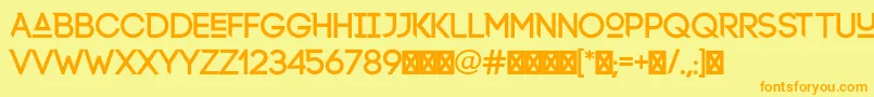 フォントLexlox – オレンジの文字が黄色の背景にあります。