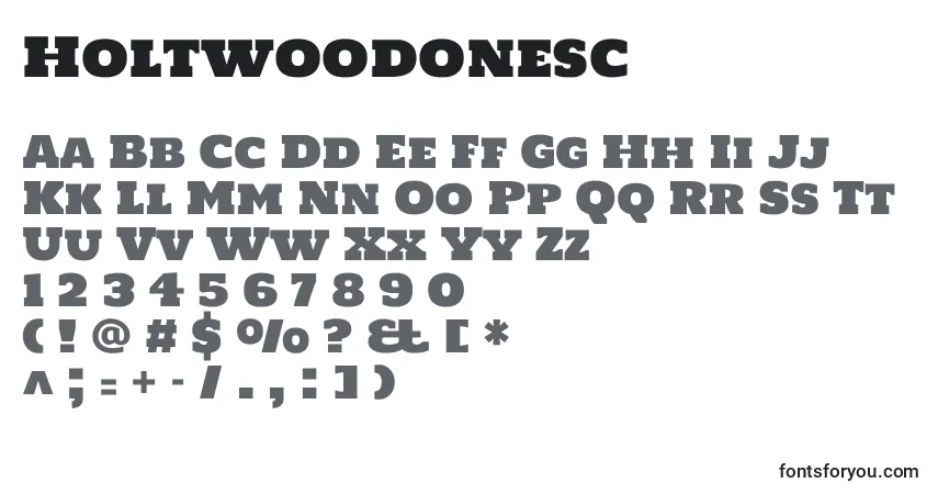 A fonte Holtwoodonesc – alfabeto, números, caracteres especiais