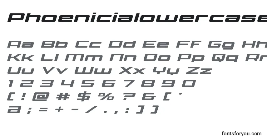 Шрифт Phoenicialowercaseexpandital – алфавит, цифры, специальные символы