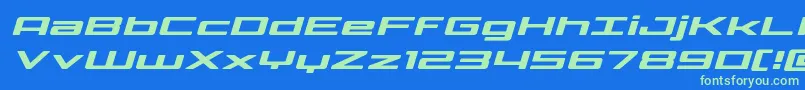 フォントPhoenicialowercaseexpandital – 青い背景に緑のフォント